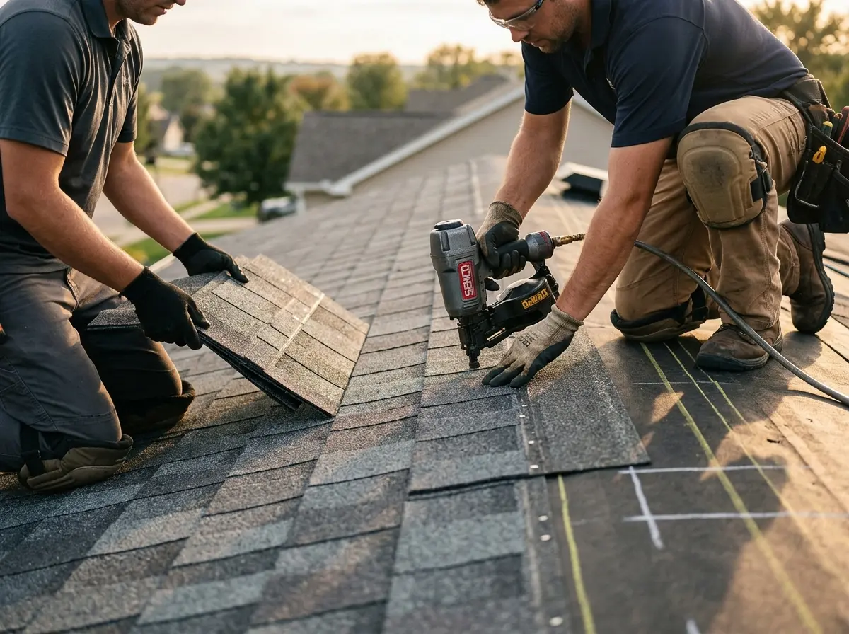 Professional roofer working on a residential roof in Cold Spring